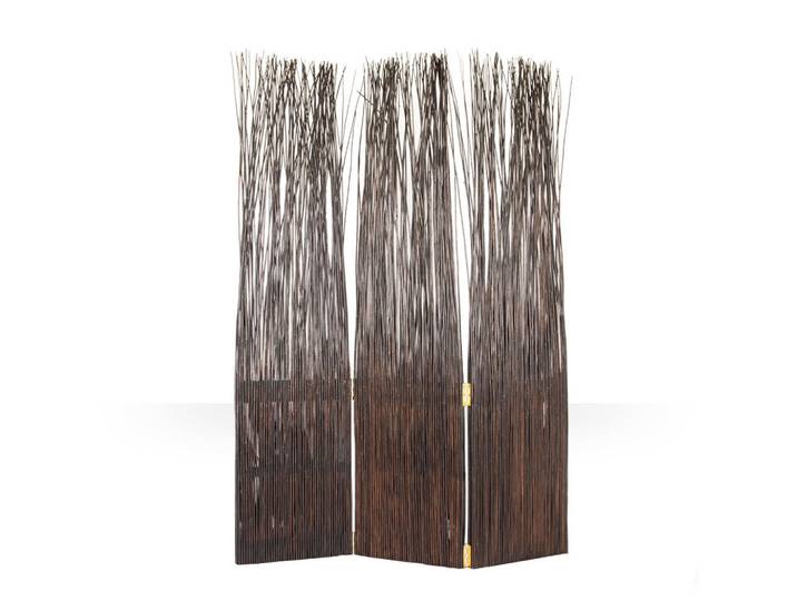 Homestyle4u Paravent 3-tlg. 120/170 cm Dunkelbraun Weide, Naturmaterialen, 120x170x3 cm, Wohnzimmer, Raumteiler, Paravents