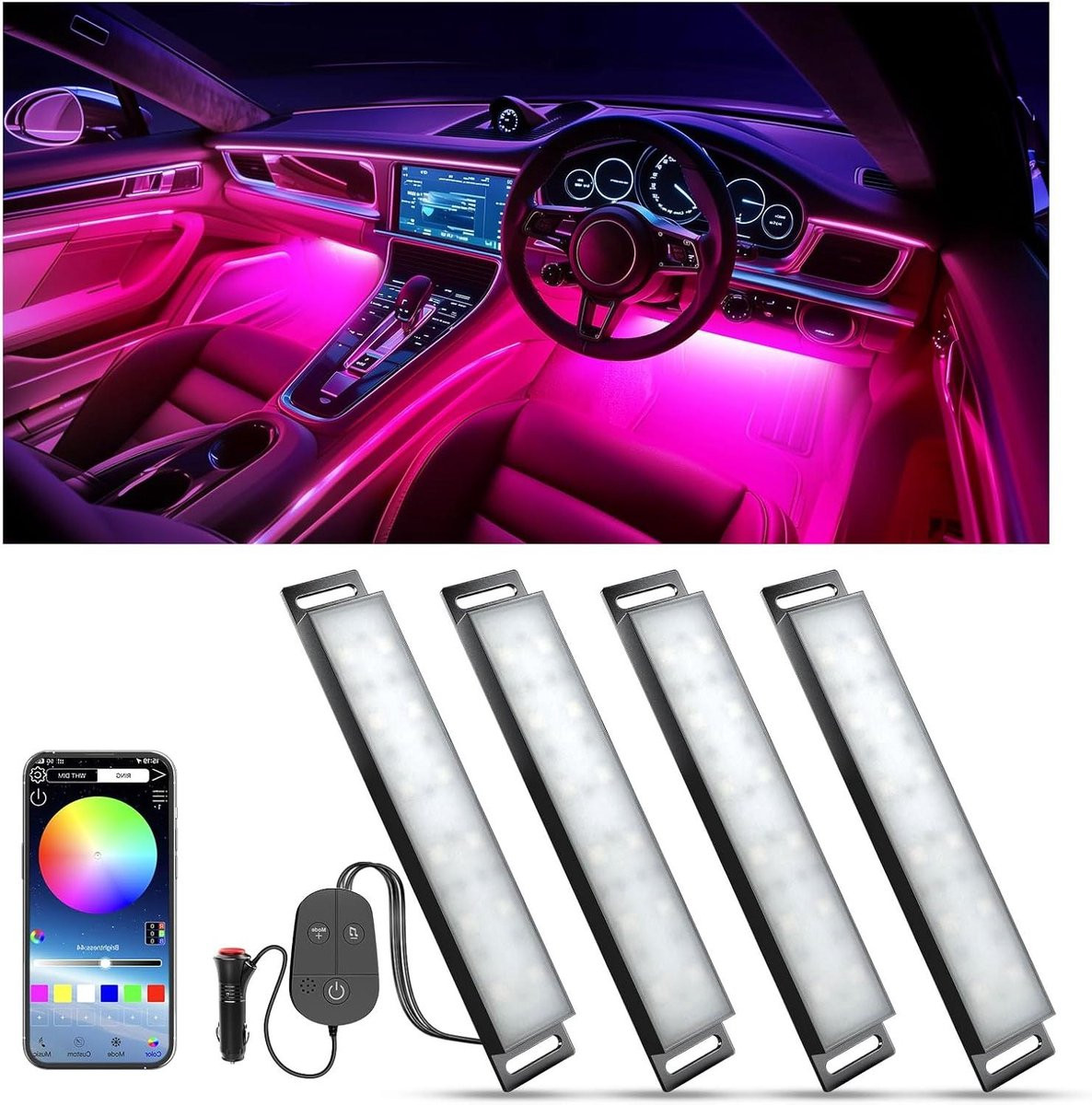 RGB LED Interieurverlichting voor Auto - 180 Graden Sfeerverlichting - DC 12V
