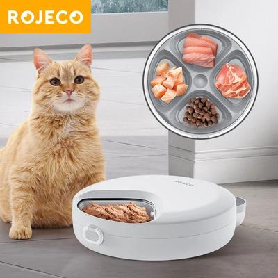 Inspired Living ROJECO 4 Meal Automatic Cat Feeder For Wet And Dry Food ROJECO 4 Meal Automatic Cat Feeder For Wet And Dry Food