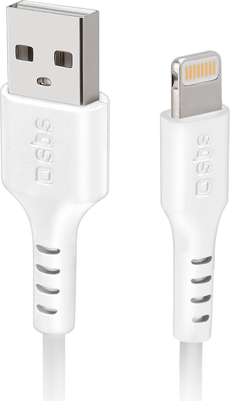 SBS USB-A naar Lightning datakabel en laadkabel - Wit