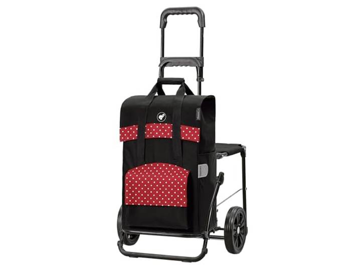 Andersen Einkaufstrolley - klappbar - 50 Liter - Mit Klappsitz bis 120 kg höhenverstellbar - belastbar 50 kg - Stahlgestell - Trolley - Komfort Shopper Polly rot