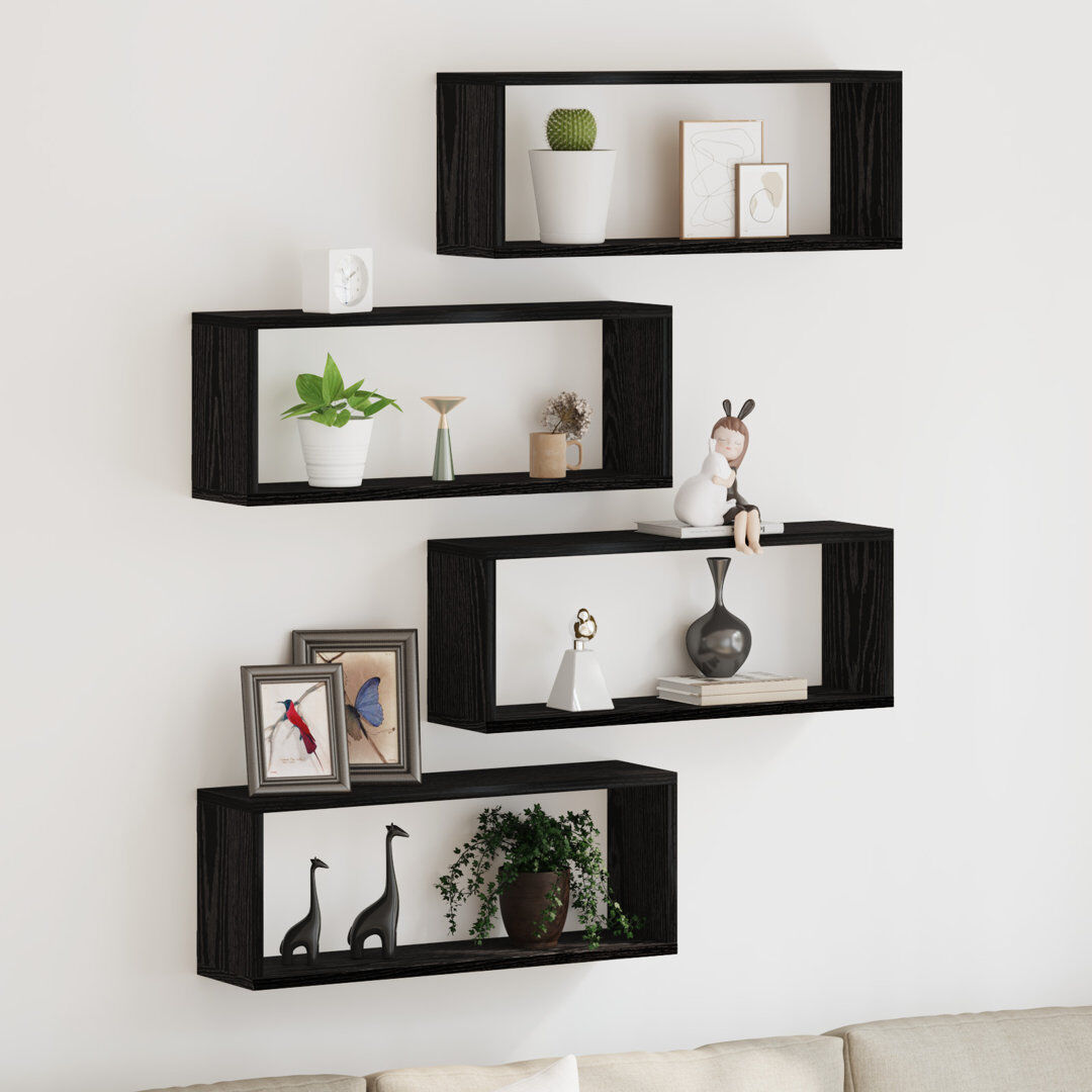 Brayden Studio Floating Shelf Black 23cm H x 60cm W x 15cm D