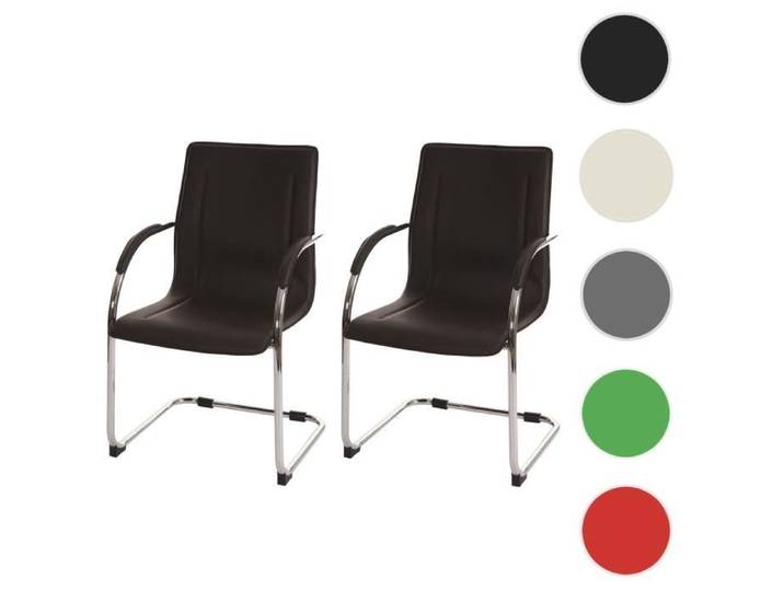 MCW 2x chaise de conférence Samara chaise visiteurs cantilever similicuir ~ marron