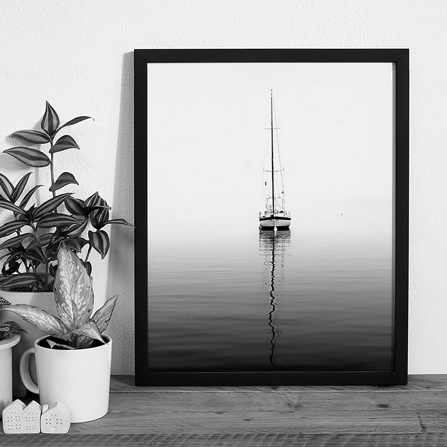 home24 Solitude Frame Afbeelding, gelakt massief beukenhout met plexiglas, multicolor, 42 x 52 cm