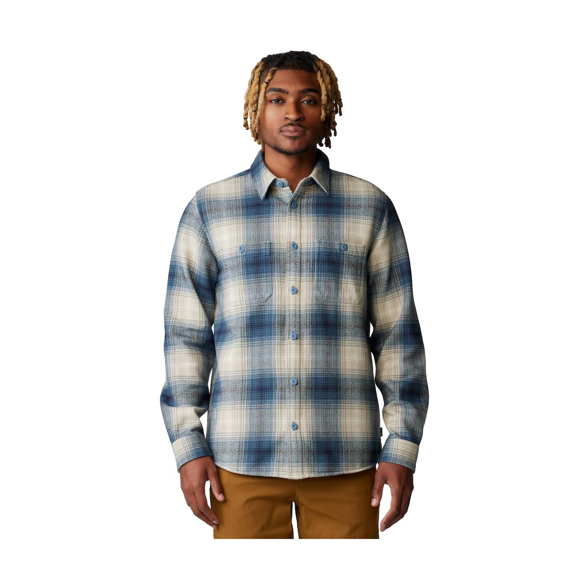Mountain Hardwear Plusher Long Sleeve Shirt adriatic blue ombre buffalo check print (445) L 191599-445-L