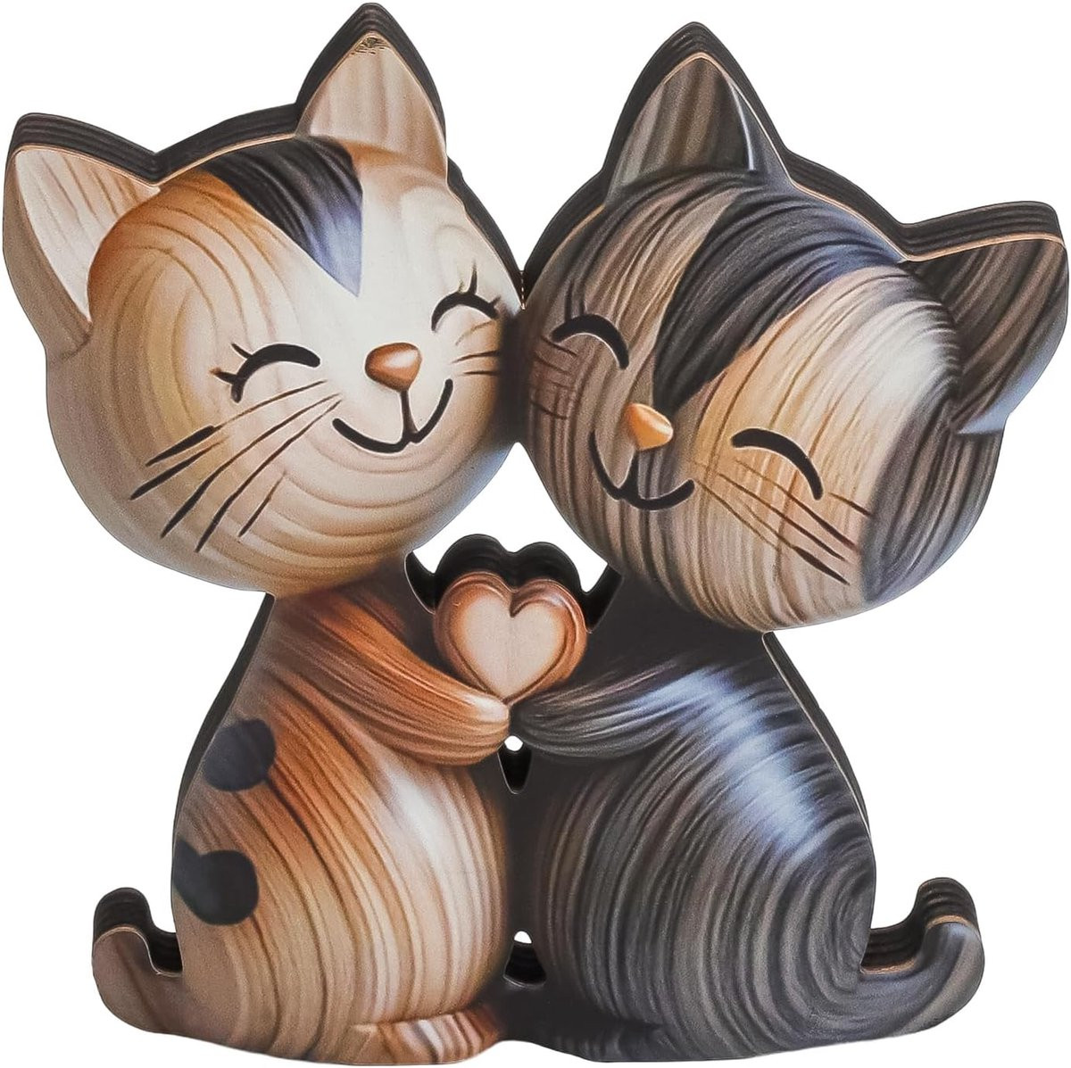 Houten Kat Figuur Bruin Decoratie Beeldje B/D/H: 19,5 x 15,5 cm