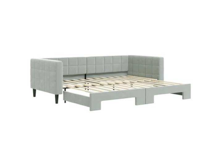 Makastle Tagesbett Ausziehbar Hellgrau Samt 90x200 cm Holz-Metall-Rahmen