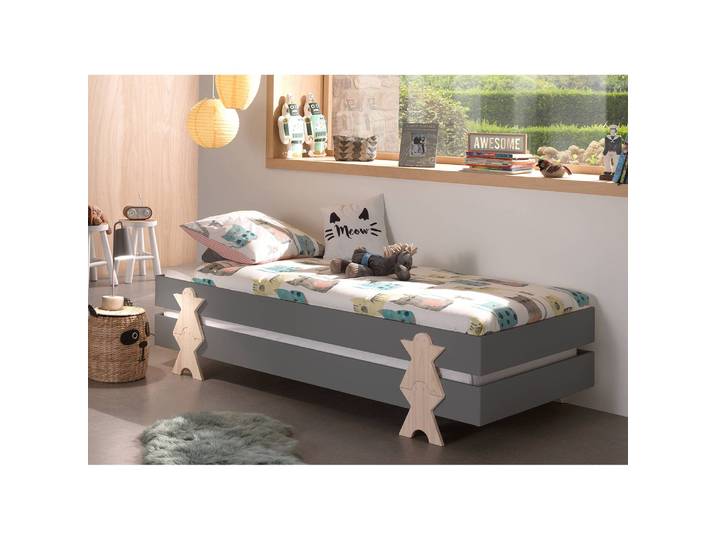 Bett-Set Modulo Smileystern 2er-Set 90 x 200cm Grau/Grau