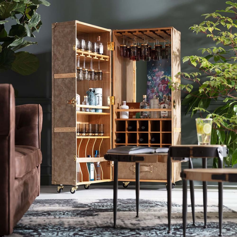 Kare Design Bar-coffre taupe imitation cuir Marron 60x154x60cm