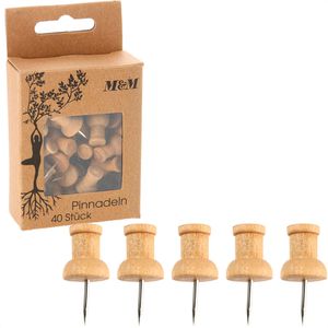 Böttcher-AG Pinnadeln Kopf aus Holz, braun, 40 Stück