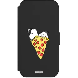 Nivocase Klapphülle für Apple iPhone 8 Handyhülle aus Kunst Leder NIVOflip schwarz Pizza Peanuts Snoopy (Apple iPhone 8), Smartphone Hülle, Schwarz