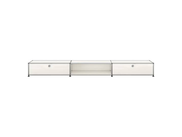 USM Haller TV Lowboard 3-fach breit 2 Schübe niedrig weiß ohne Schloss reinweiß 228x21.5x38 cm