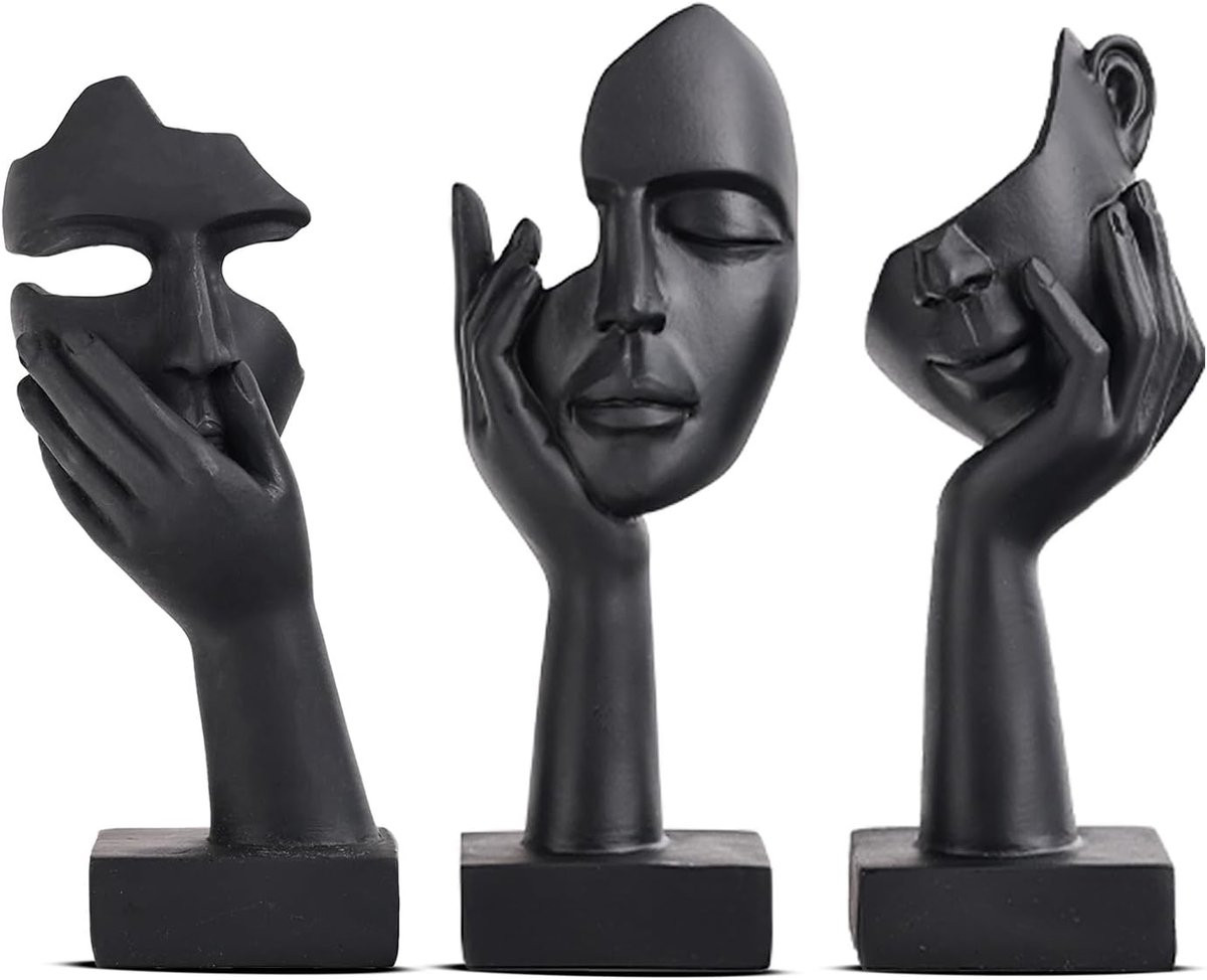 SnelShoppen 3-delige set abstracte denker beeldjes - Zwart - Hoogte: 15 cm