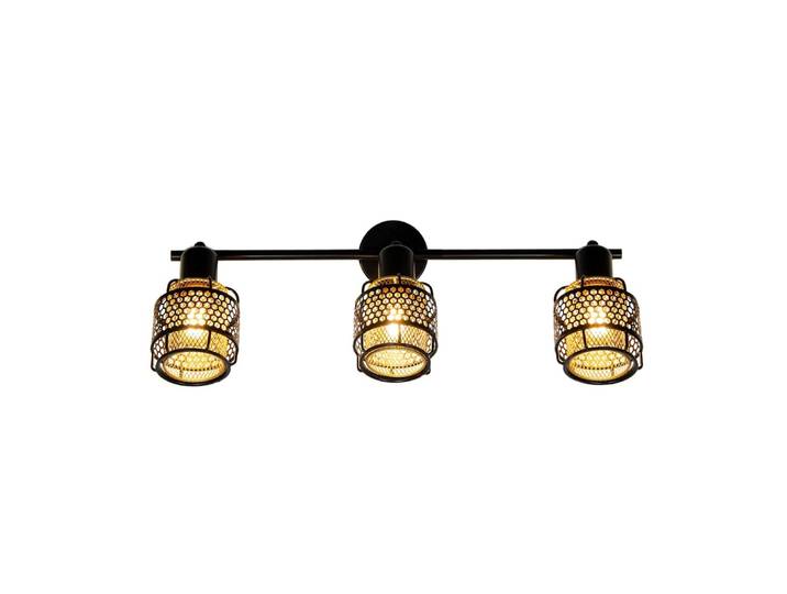 Applique 3 lumières en métal grillagé noir et cuivré