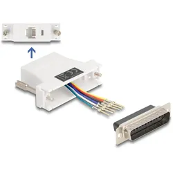Delock D-Sub 25 Pin Stecker zu RJ12 Buchse Montagesatz weiß