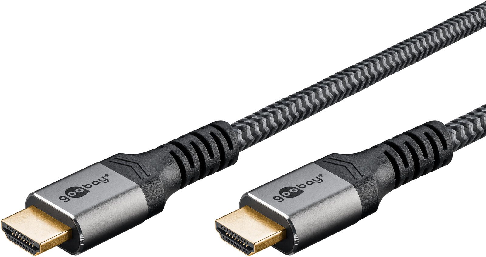 goobay HDMI 2.1 HDMI-Kabel 1,0 m grau, schwarz, 1 St. 65260