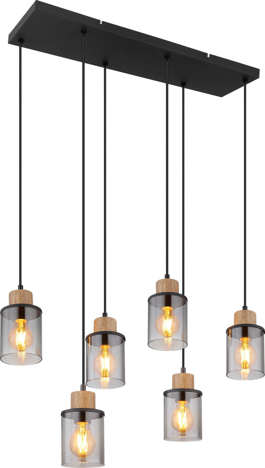 Globo Lighting Reid 6-lichts hanglamp zwart