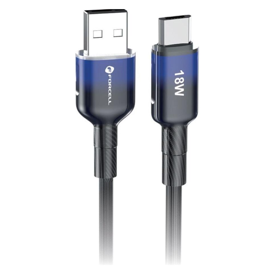 Forcell Cable F-ENERGY C351 cable USB A to Micro USB QC3.0 2,4A 18W Gradient 1 m black (1 m, 18 W) (61356266)