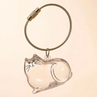 Uplifted Finds Adorable Transparent Pet Hair Memorial Keychain DIY Cat & Dog Fur Storage Pendant cat 1 1 Pc