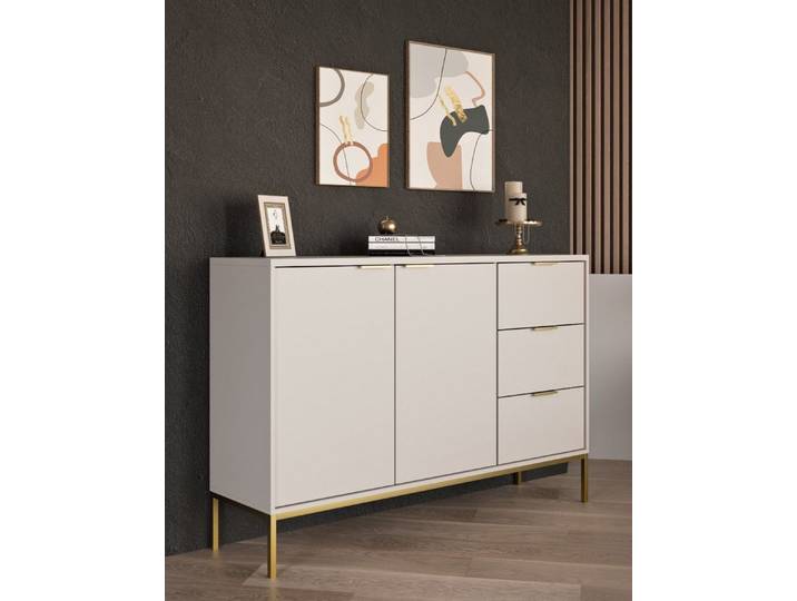 Raumhirsch Furniture Kommode Austin 150x40x100 cm (Einzelmöbel, Kommode mit 2 Türen & 3 Schubladen), hochwertige Verarbeitung, ABS-Kanten, elegante Metallgriffe