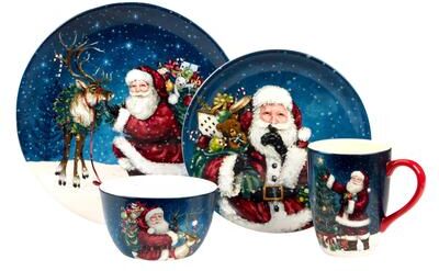 "Certified International Santa's Secret 16 Pc Dinnerware Set, Service for 4 - 11"" Diameter x 1"""