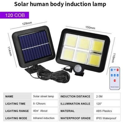 Inspired Living UltraBright Solar Motion Sensor Light Split Panel Outdoor Solar Wall Light With 3 Lighting Modes IP65 Waterproof 120cob With Rc