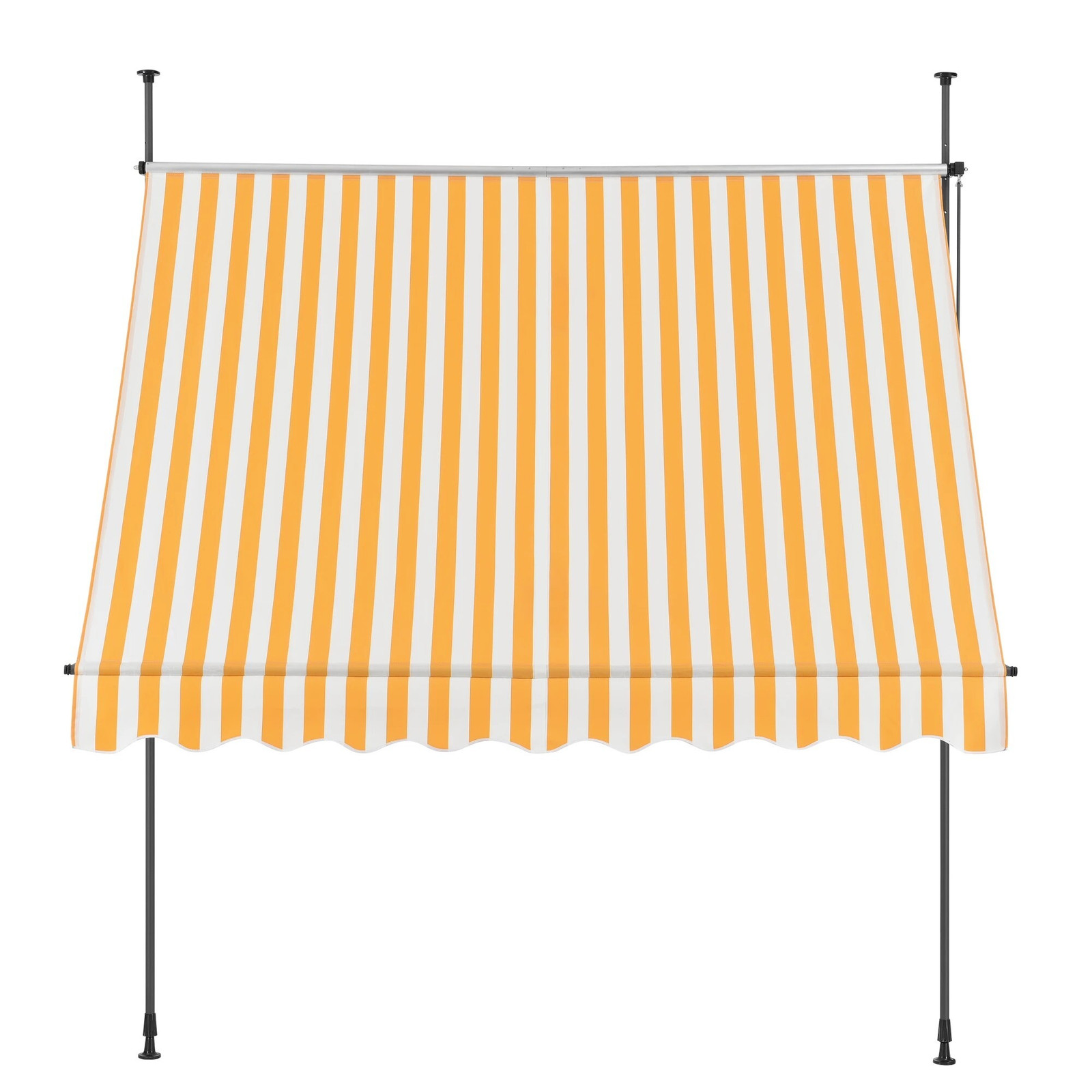 And OutdoorMatch Klemzonde markies Ulrich - Uittrekbare markies - Geel en wit - B: 200 cm, D: 120 cm - Waterafstotend en UV-bescherming