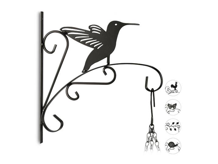 Blumenhaken mit verschiedenen Motiven Schwarz