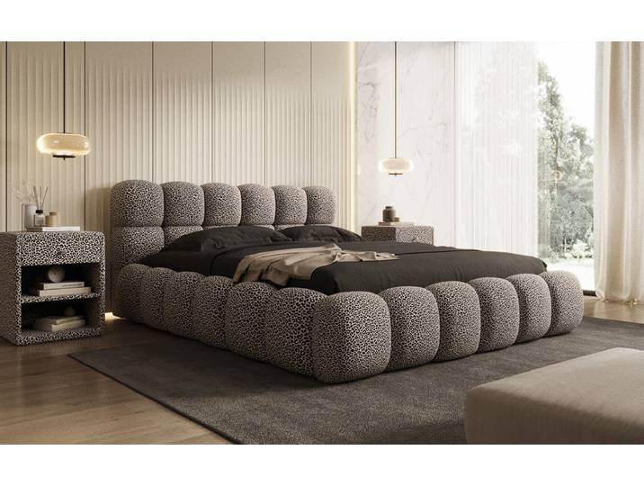 Designer Polsterbett Boston Wild Edition mit Stauraum - 200x200 - Schwarz Panther - Luxusbetten24