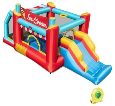 Costway 5-in-1 Ice Cream Inflatable Bounce House with Ball Pit and Slide with 480W Blower