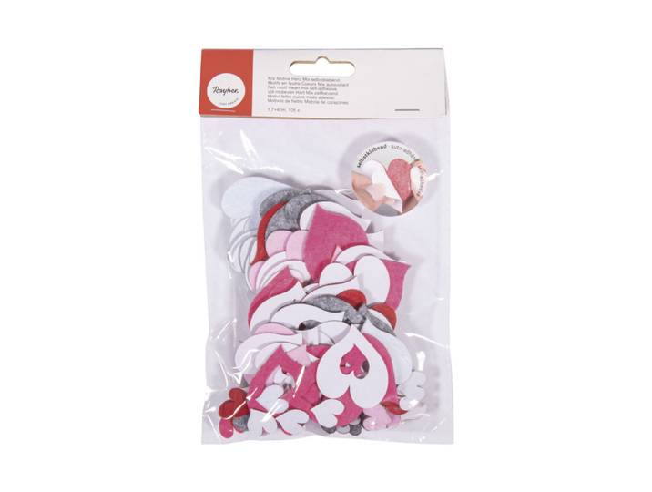 Rayher Filz-Motive Herz Selbstklebend 1.7-4 cm 105 Stück