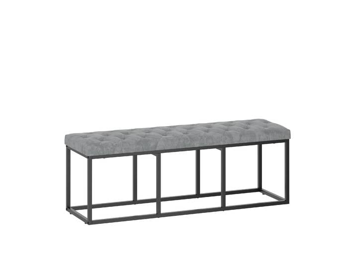 Sitzbank Samt BELINDA 120 cm grau/schwarz