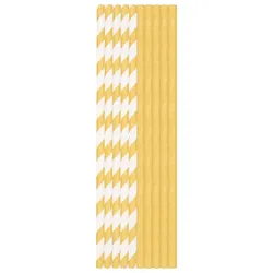 500 Bio Stohhalme Papier Trinkhalme 20 cm x Ø 6 mm gelb & weiß