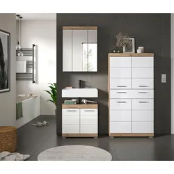 Badezimmer Wave 3-tlg. ca. 134 cm Eiche/Weiß