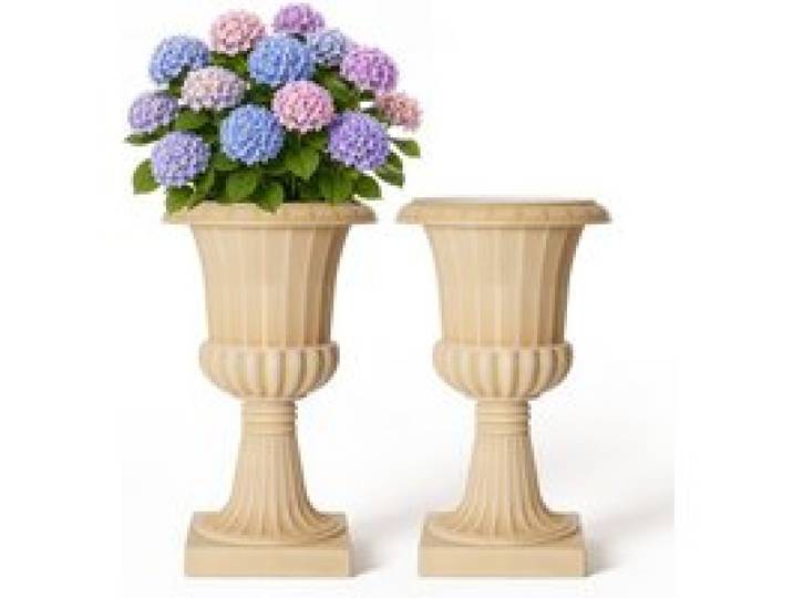 VEVOR Vasque Médicis Plastique 35x58 cm 2 PCS Pot Fleur Urne Beige Vintage pour Mariages, Fêtes, Événements, Décoration Intérieure Extérieure, Jardin, Terrasse, Porche, Balcon, Maison, Style Classique