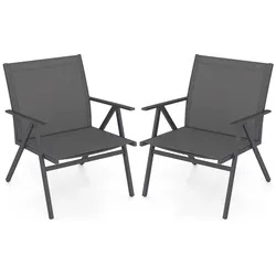 Helloshop26 - Set aus 2 Gartenstühlen 67 x 61,5 x 78 cm ergonomischer Komfort modernes Design grauer Stoff 20_0012425