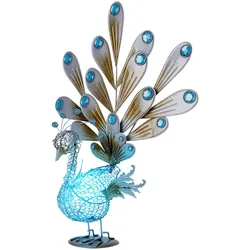 Solar Pfau Dekoleuchte Solarlampe Pfau Außenleuchte Solar Tierfigur, Metall Dekosteine, IP44, LED 0,06W, LxBxH 38x21,3x56,8 cm