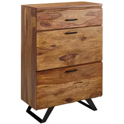 Kommode Sheesham, Highboard, Metallgestell, 3 Schubladen. 80x42x120 cm | Kadima Design