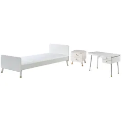 KINDERZIMMER komplett Set 3-tlg. Kamillah 2 Bett Nachtkommode Tisch