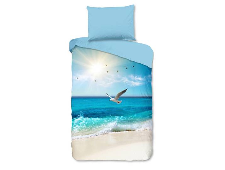 Bettwäsche Good Morning, Mehrfarbig, Strand, 140x200 cm, atmungsaktiv, Heimtextilien, Bettwäsche & Leintücher, Bettwäsche, Renforcé-Bettwäsche
