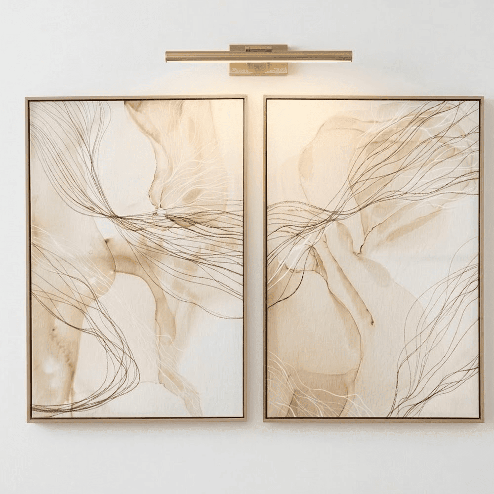 Calais Neutral Abstract Wall Art in Wooden Frame- Set of 2