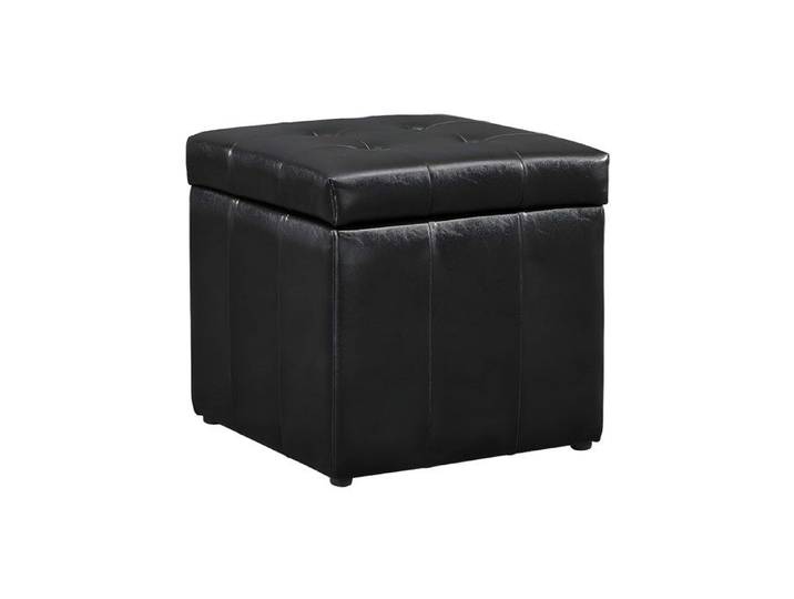 Pouf coffre de rangement SERAFINO en simili - Noir