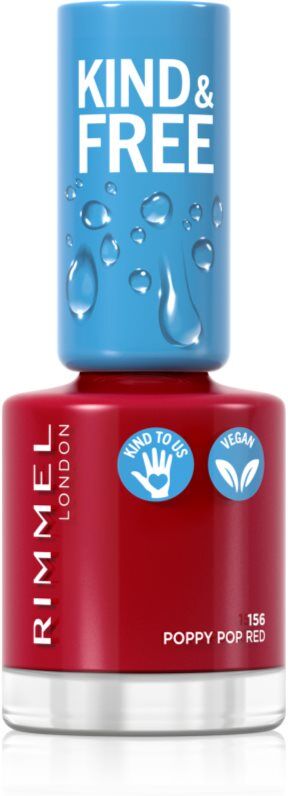 Rimmel Kind & Free nail polish shade 156 Poppy Pop Red 8 ml