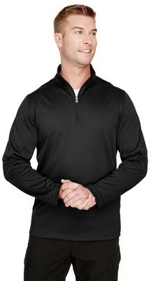 Harriton M748 Men's Advantage Snag Protection Plus Quarter-Zip Pullover T-Shirt in Black size 5XL   Polyester