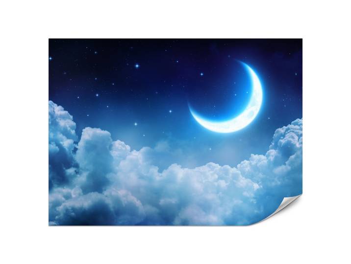 FOTOTAPETE für Schlafzimmer Himmel Wolken Mond Sterne 200x140