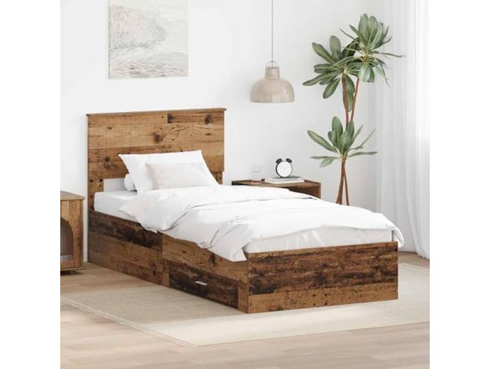 RJPLMFV Bettgestell, 90 x 190 cm, Holz Mit Aufbewahrungsschubladen, inklusive Latten, modernes Design, einfache Reinigung