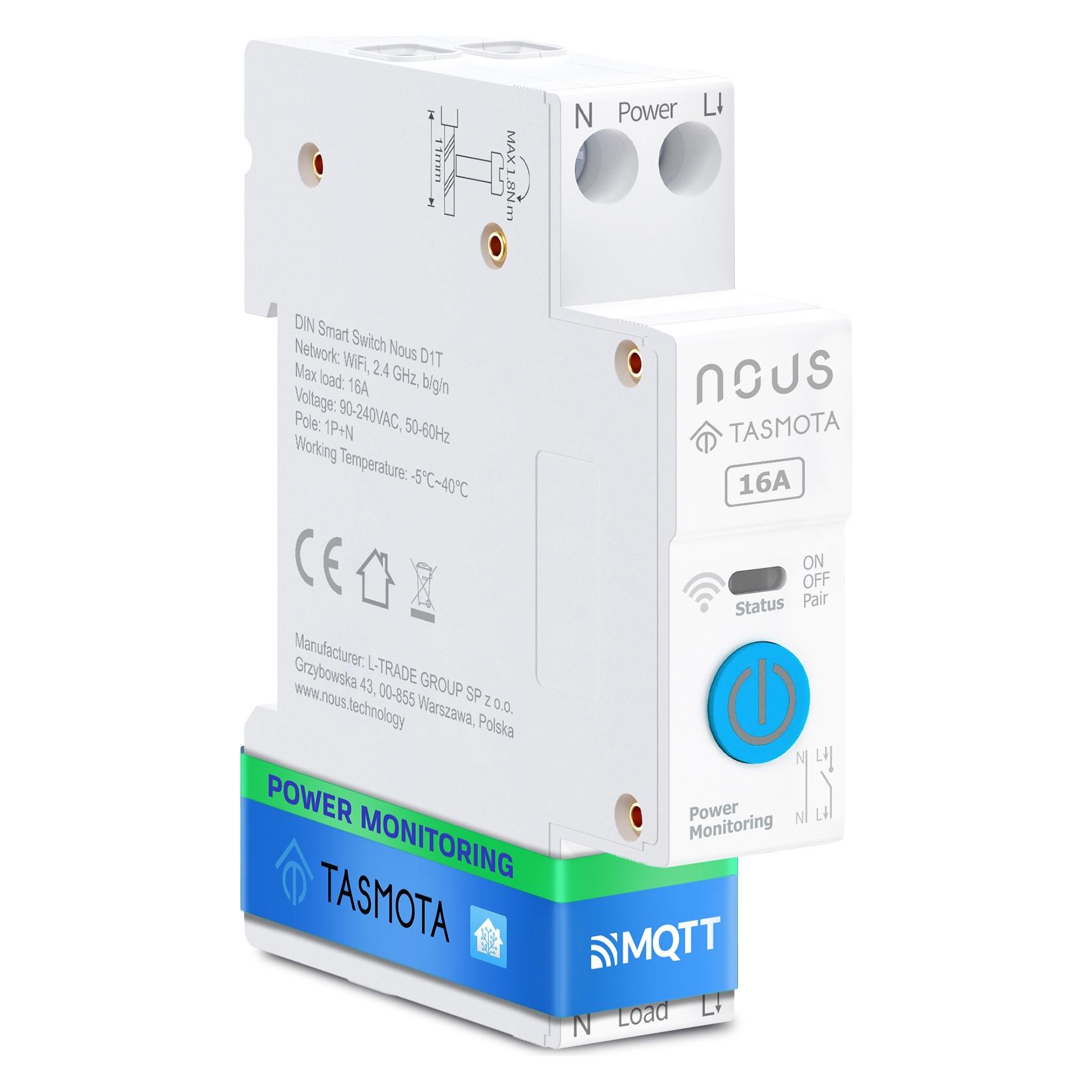 Nous D1T Schaltaktor WLAN Tasmota 16A/f?r Hutschiene/ESP32/WLAN (Schaltaktor) (53017974)
