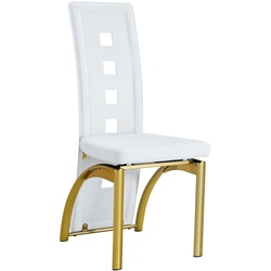 STILVORA Esszimmerstühle 2er-Set PU-Leder Weiß, Metall Gold, 102,5 cm, gepolstert