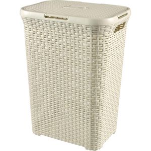 Curver Wäschekorb Style, creme, mit Deckel, aus Kunststoff, 44,7 x 61,2 x 26,5 cm, 40 Liter