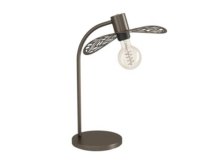 Eglo Lampe de table à poser Swaby\, luminaire déco avec abat-jour incurvé éclairage pour salon et table de chevet\, métal bronze\, douille E27\, H 46\,5 cm